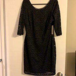 Black lace sheath dress 3/4 sleeve NWT